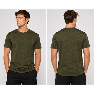 Under Armour HeatGear Camo Athletic Shirt Men’s Small Olive Green Short Sleeve